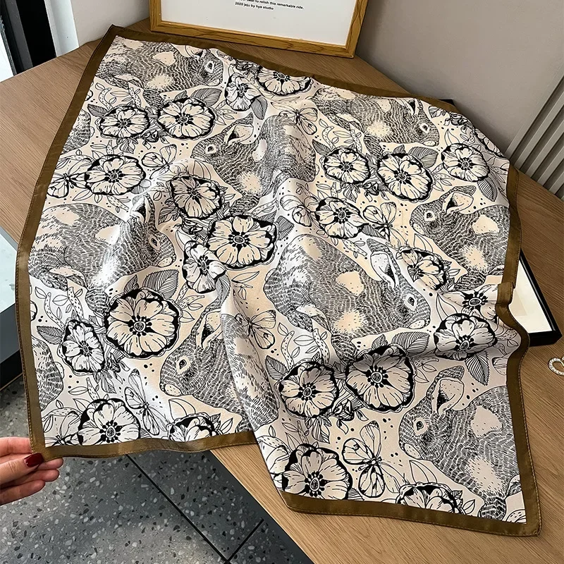 Shawl Wrap Winter - 100% シルクスクエア女性のための古典的なスカルプリントバンダナ春夏レディースファッションライトヘッドスカーフショール高品質 2025