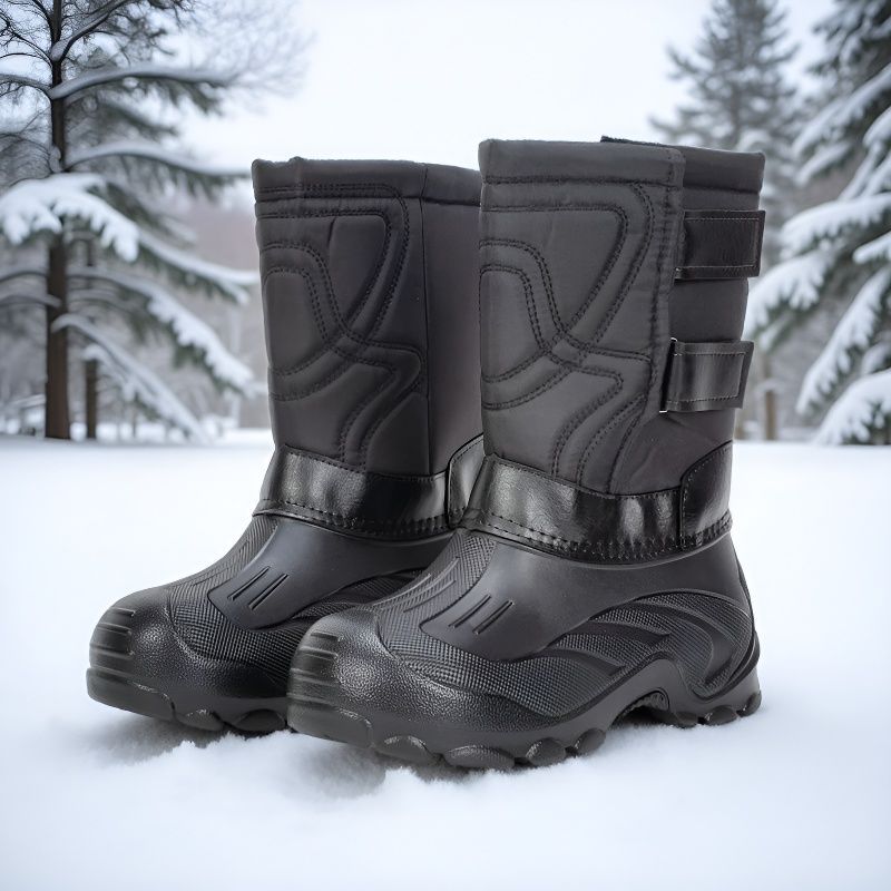 Waterproof Winter Boot - 大型スノーブーツ、防寒・保温性のあるメンズブーツ、防水・滑り止めのロングブーツ、厚手のベルベットで快適