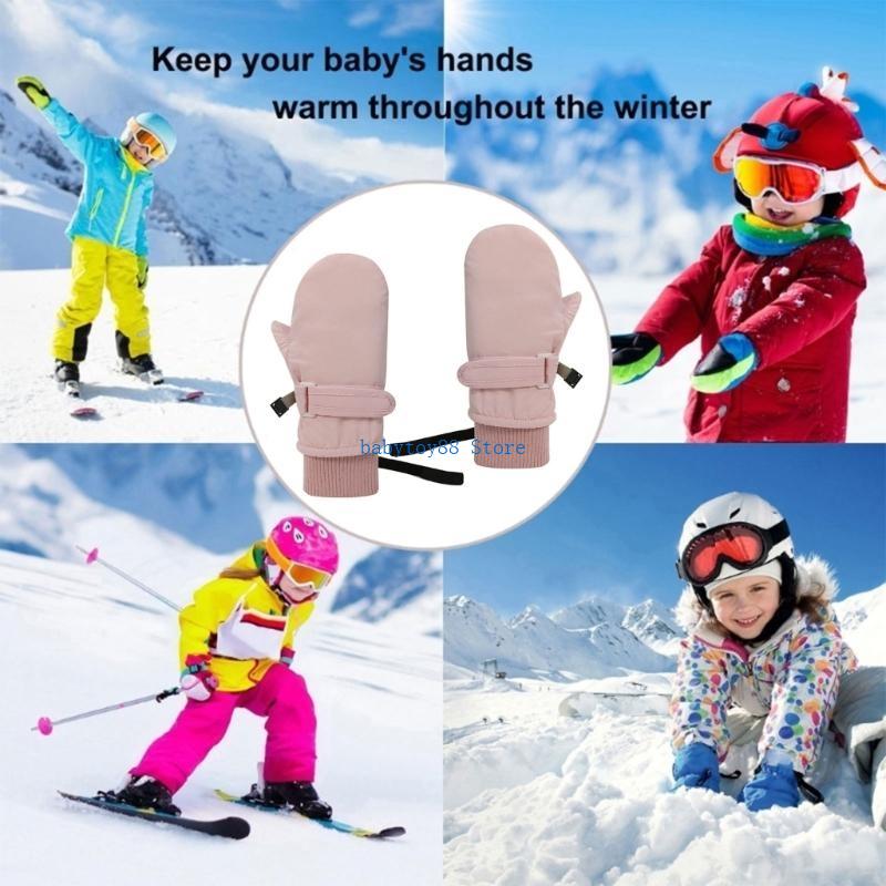 Snow Glove Insulated - Y4UD キッド断熱スノー かわいいキッド断熱スノーグローブ 紐付き 寒い天候用