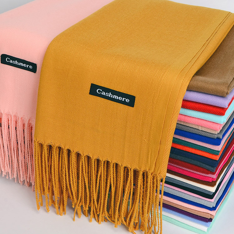Shawl Wrap Winter - 多目的模造カシミヤスカーフ起毛無地肥厚スカーフロングスカーフ冬カシミヤタッセルショールショルダーガール