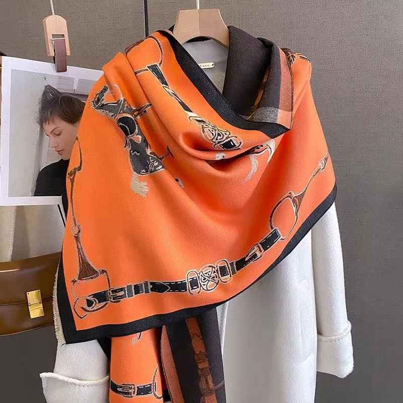 Shawl Wrap Winter - レトロライダー馬模造カシミヤスカーフユニセックス両面厚みのある防風ネックウォーマー男性と女性のためのスタイリッシュなアクセサリー