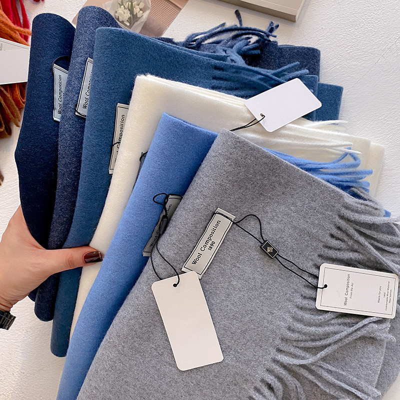 Shawl Wrap Winter - 2024 冬のウールスカーフ女性のためのロング暖かいカシミヤスカーフヒジャブ固体女性ショールラップ女性パシュミナバンダナヘッドスカーフ新