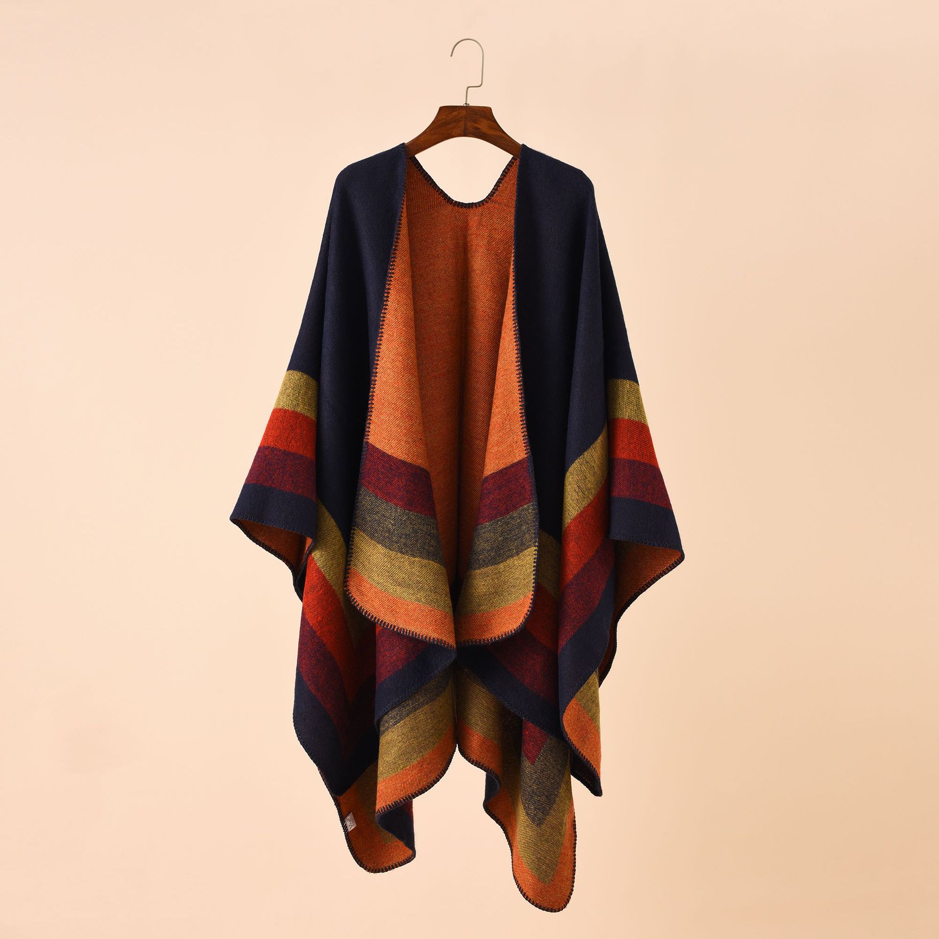 女性のための暖かい市松模様のポンチョ、特大のショールとラップ - Shawl Wrap Winter のレビューと価格