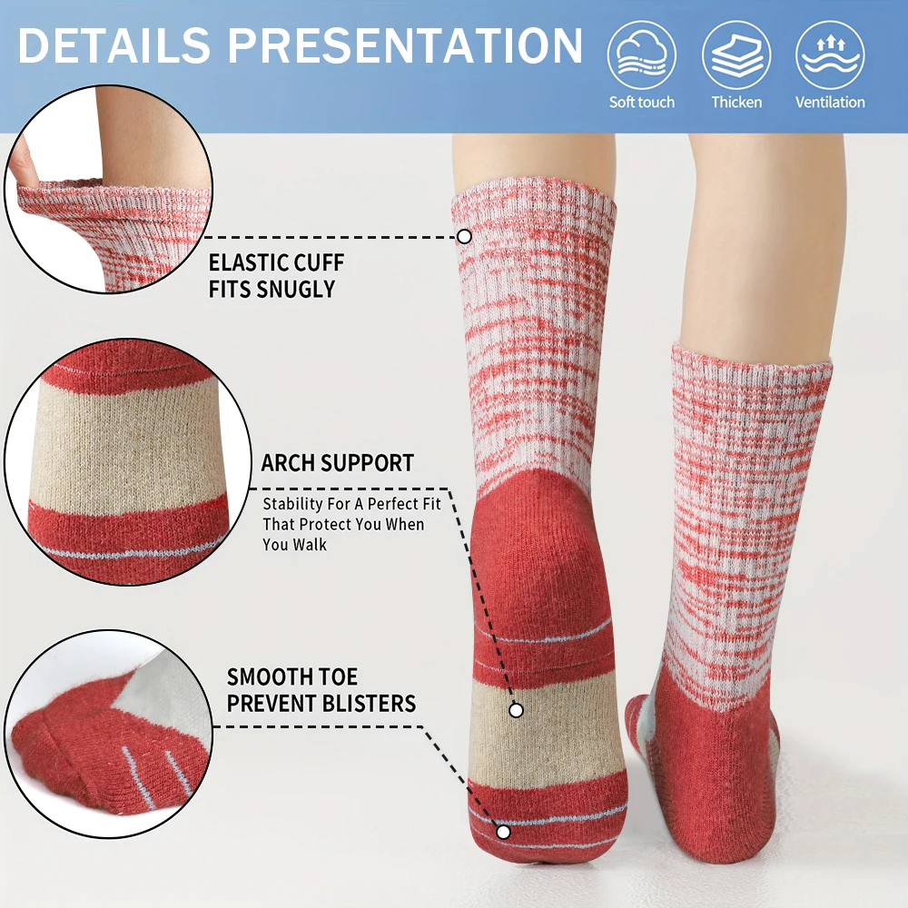 5 組の女性用冬用ウールソックス厚手のサーマルソフトクルーソ - Thermal Sock Wool のレビューと価格