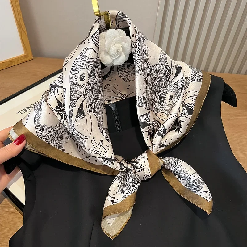 100% シルクスクエア女性のための古典的なスカルプリントバ - Shawl Wrap Winter のレビューと価格
