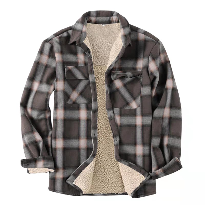秋メンズチェック柄フランネルシャツ厚いジャケットキルティング - Flannel Shirt Lined のレビューと価格