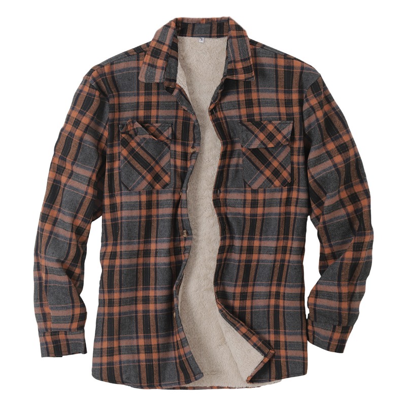 秋メンズチェック柄フランネルシャツ厚いジャケットキルティング - Flannel Shirt Lined のレビューと価格