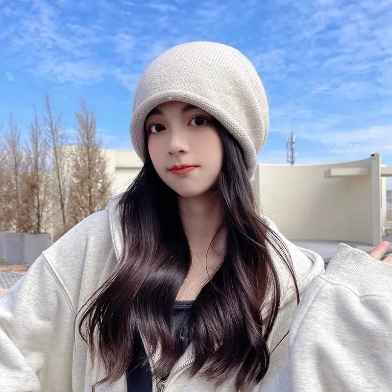 ニットボンネットフード女性用冬暖かいゆったりビーニー帽子女性 - Knit Beanie Hat Warm のレビューと価格