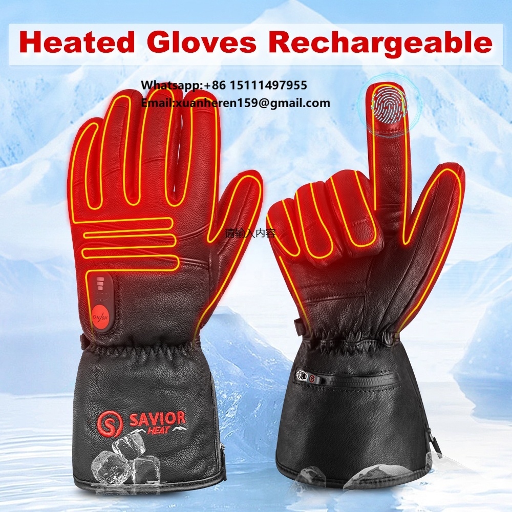 加熱された革手袋男性女性冬防水タッチスクリーン熱電気ハンドウ - Hand Warmer Electric のレビューと価格