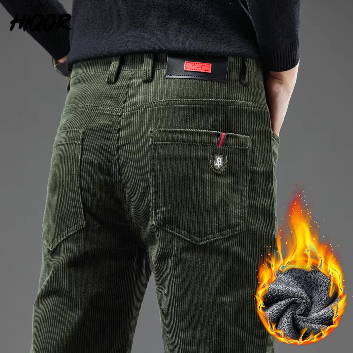 メンズ冬コーデュロイパンツ厚くて暖かいビジネスストレートカジ - Corduroy Pant Warm のレビューと価格