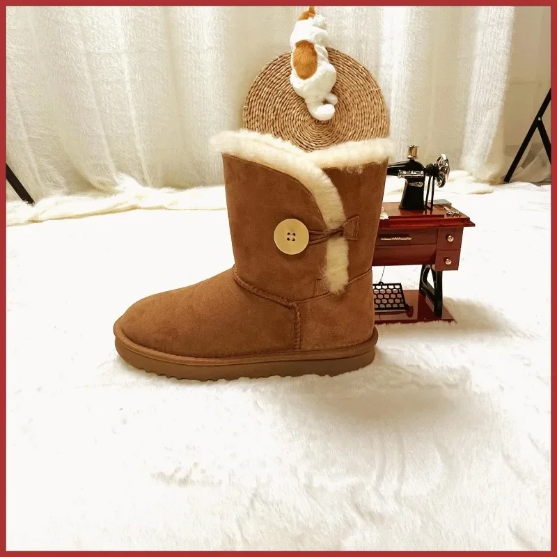 女性のための純粋なシープスキンとウールのスノーブーツのペア、 - Waterproof Winter Boot のレビューと価格