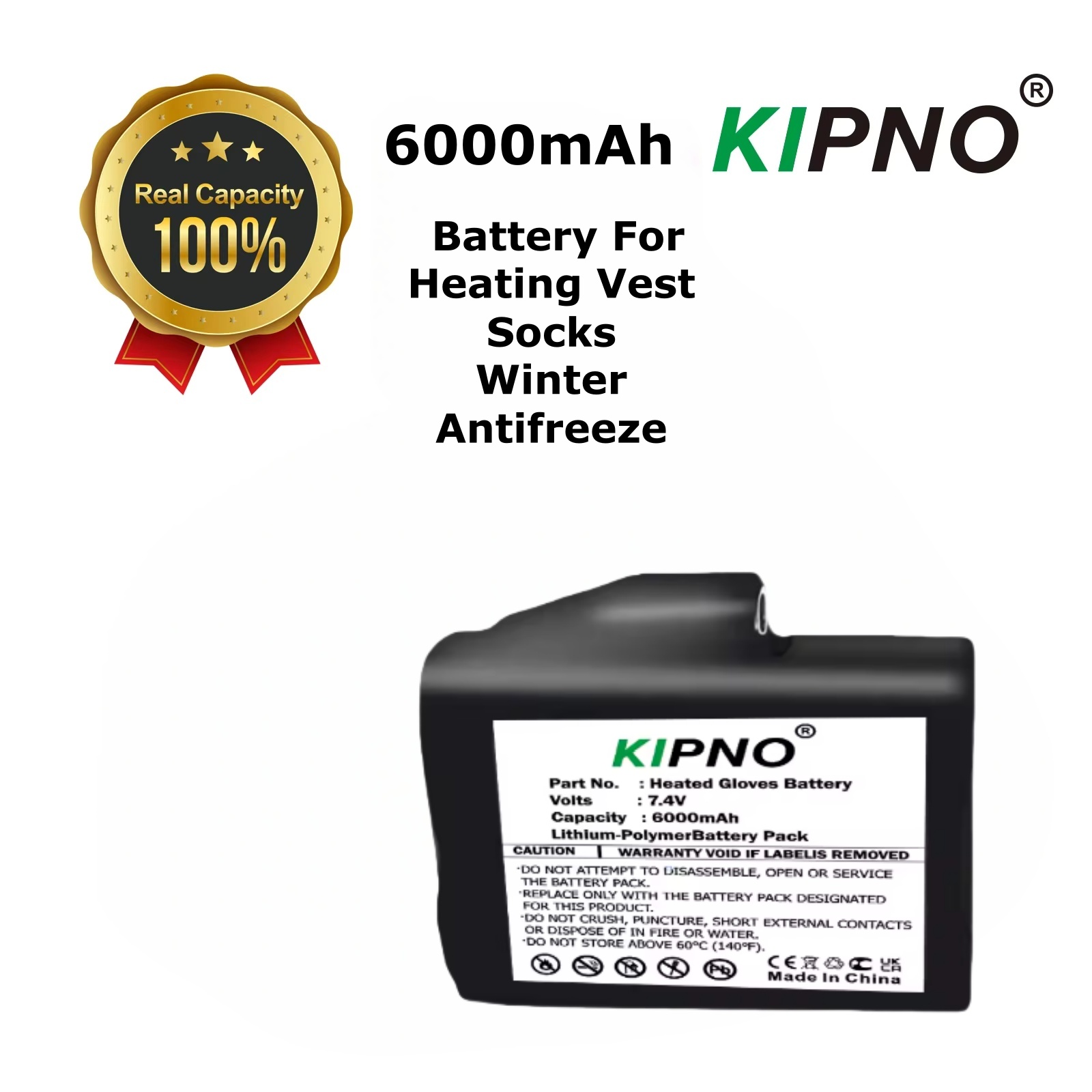 加熱手袋用バッテリー 7.4V 6000mAh ポリマーリチ - Heated Vest Battery のレビューと価格