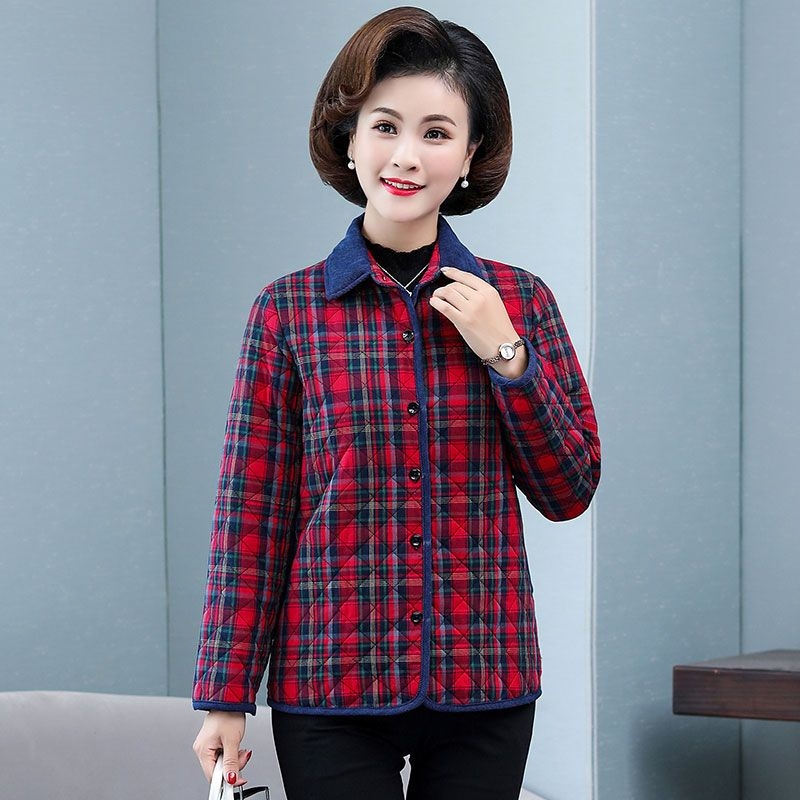 秋冬用チェック柄コットンシャツ、厚手の長袖ルーズフィット女性 - Flannel Shirt Lined のレビューと価格