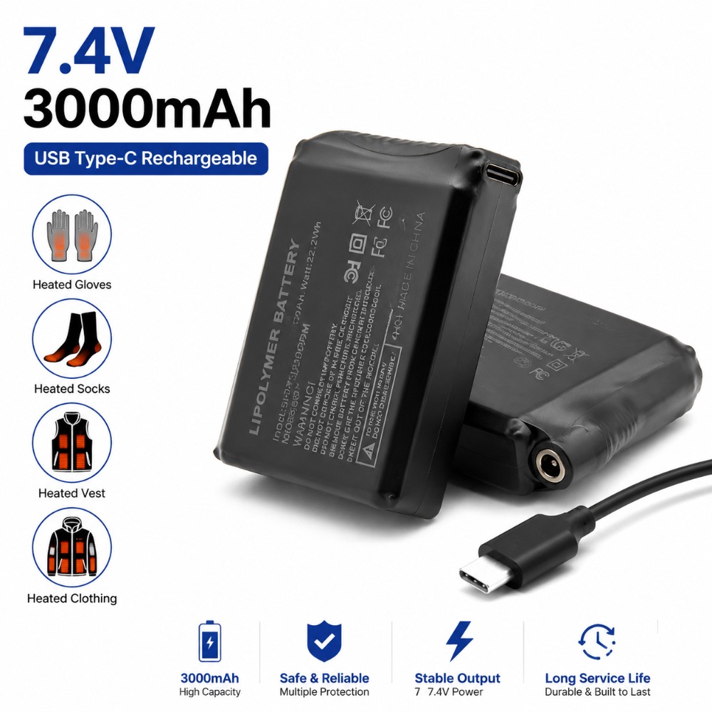 7.4V 3000mah 加熱手袋バッテリーリチウム電池加熱 - Heated Vest Battery のレビューと価格