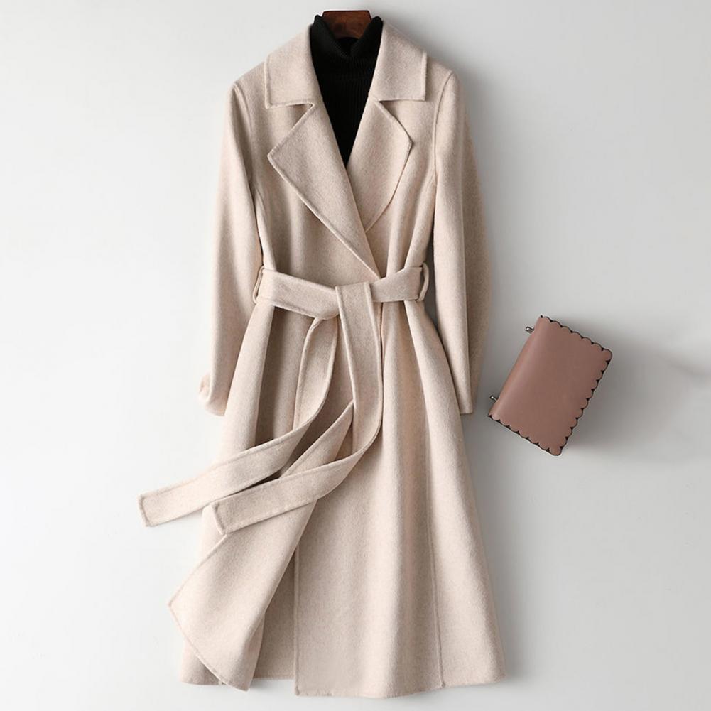 レディースウールコート、女性用ロングウールピーコート、ベルト - Wool Coat Peacoat のレビューと価格