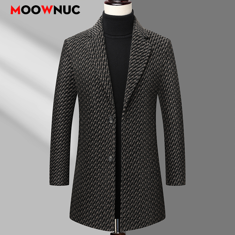 ロングコート男性メンズウールジャケット秋紳士服オーバーコート - Wool Coat Peacoat のレビューと価格
