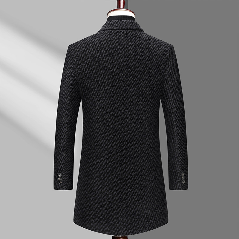 ロングコート男性メンズウールジャケット秋紳士服オーバーコート - Wool Coat Peacoat のレビューと価格