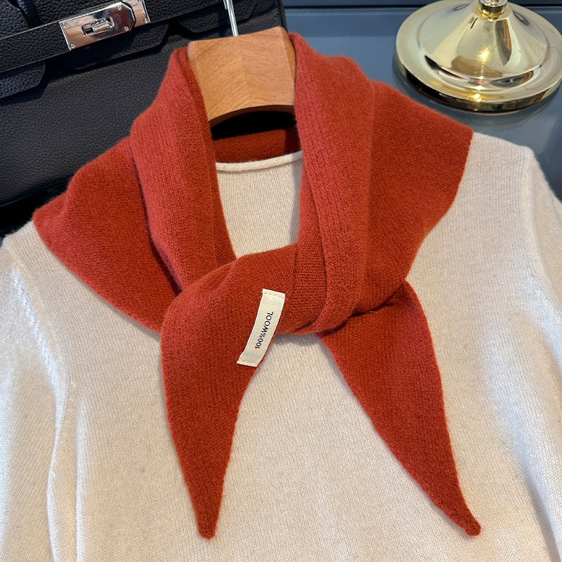 100% ウール韓国スタイルニット三角スカーフ女性冬暖かいス - Shawl Wrap Winter のレビューと価格