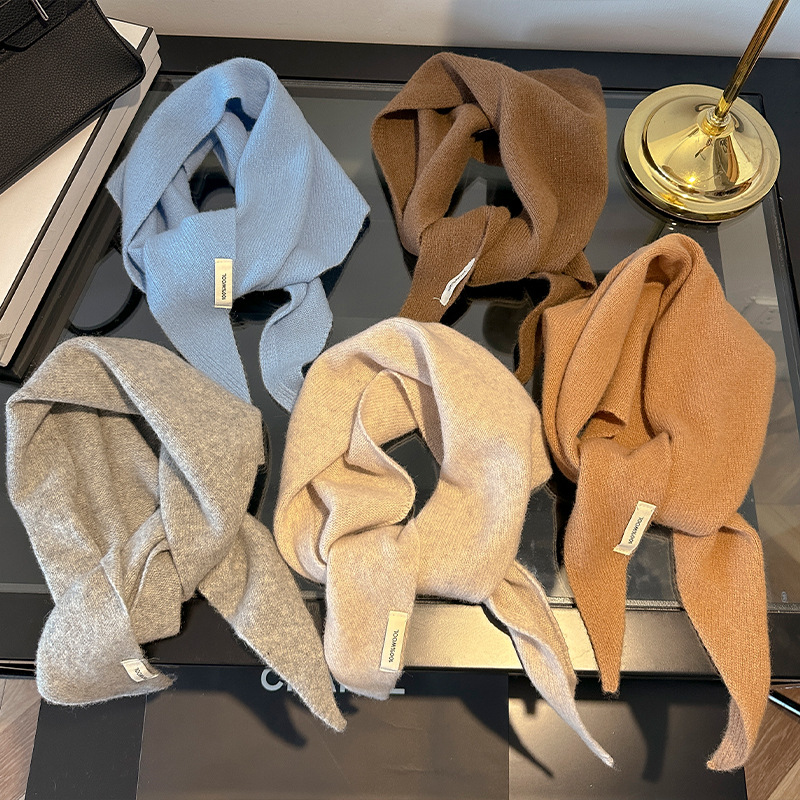 100% ウール韓国スタイルニット三角スカーフ女性冬暖かいス - Shawl Wrap Winter のレビューと価格