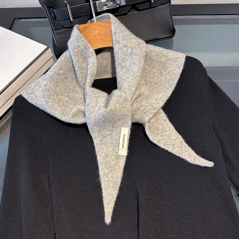 100% ウール韓国スタイルニット三角スカーフ女性冬暖かいス - Shawl Wrap Winter のレビューと価格