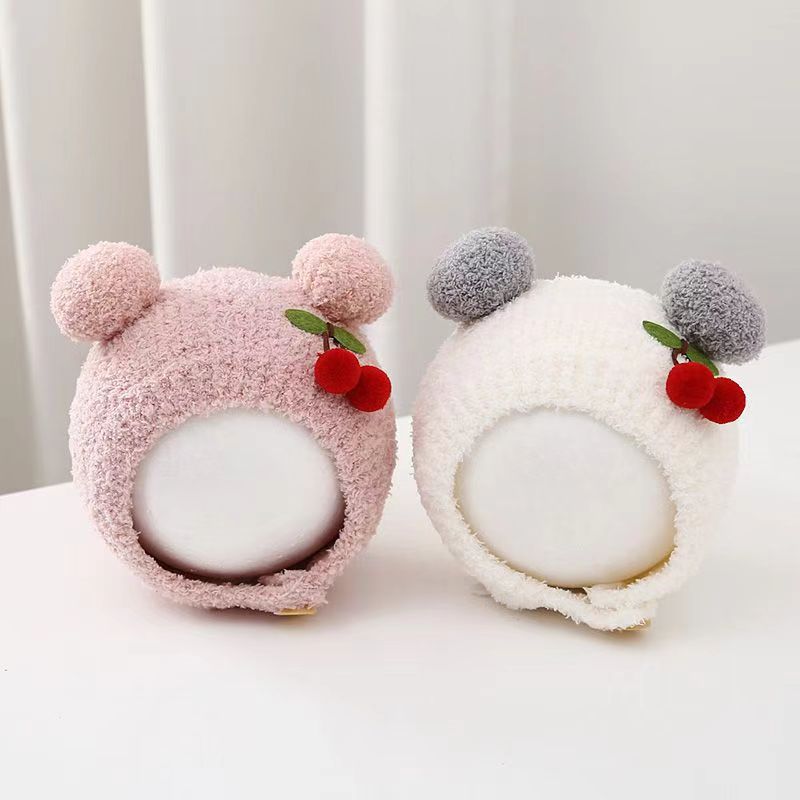 冬暖かいベビービーニーかわいいチェリープルオーバーキャップ耳 - Knit Beanie Hat Warm のレビューと価格