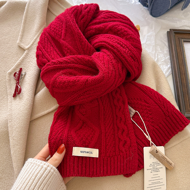 高級 100% ウールスカーフ女性メンズ厚いケーブルニットラ - Shawl Wrap Winter のレビューと価格