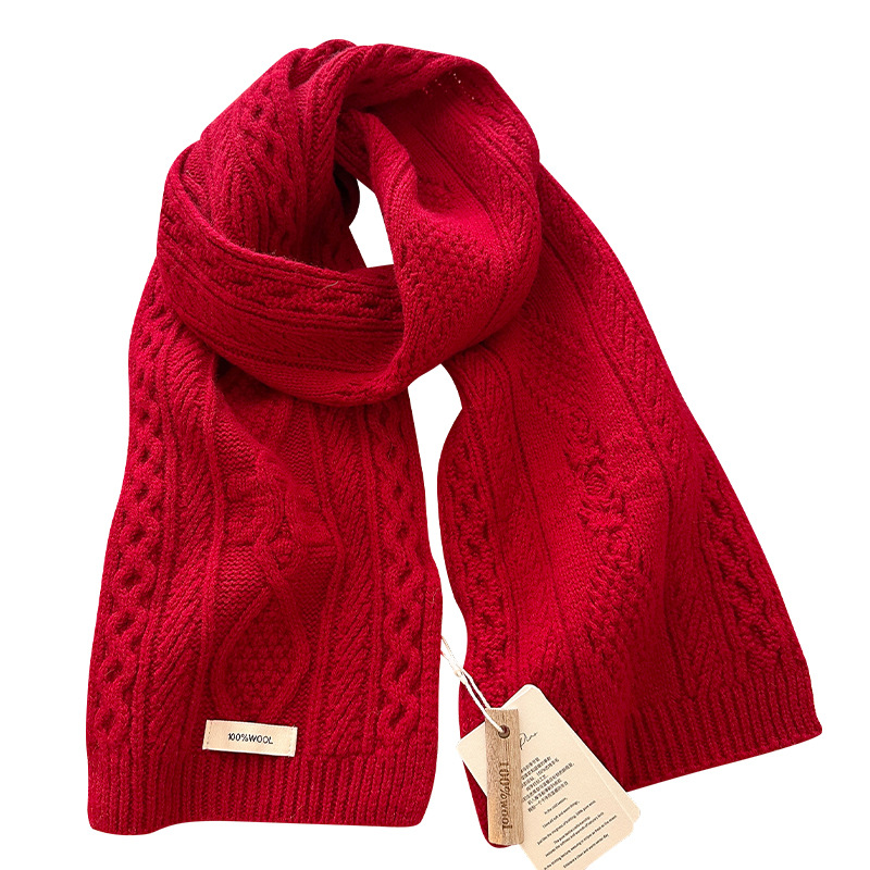 高級 100% ウールスカーフ女性メンズ厚いケーブルニットラ - Shawl Wrap Winter のレビューと価格