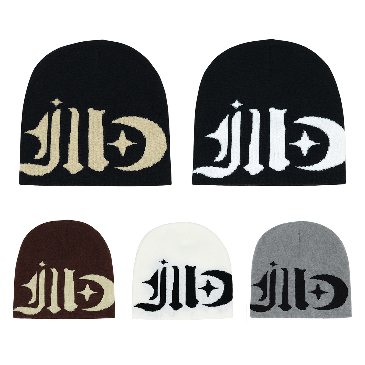 新しいレターパターンビーニー帽 男女兼用 秋冬 保温 スキー - Knit Beanie Hat Warm のレビューと価格
