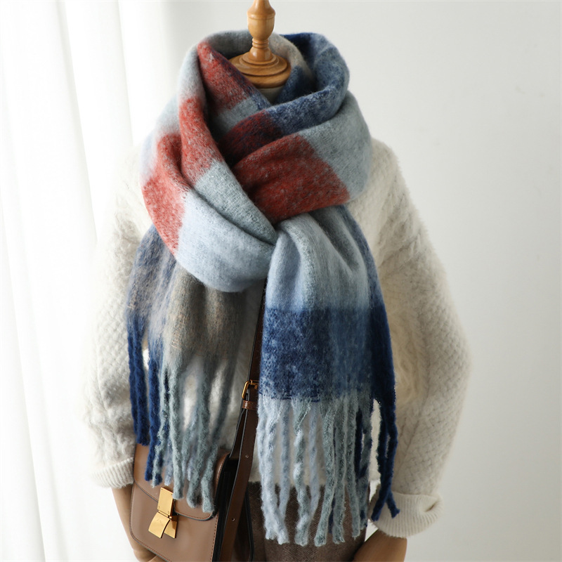 新作秋冬グリッドスカーフ 女性用 240*38cm 男性用  - Wool Scarf Men のレビューと価格